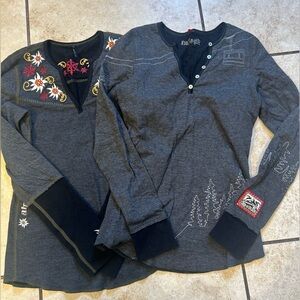 Alp N Rock Gray Long Sleeve Tees with Embroidery